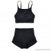 FlatterMe Women's High Waisted Bikini Set Retro Classic Crop Top 2 Piece Swimsuits Bathing Suits Black B07P99LYZZ